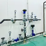 Módulo de control y regulación de presión instalado en una línea de tuberías industriales por Soldaduras Dad, soldadores de Zaragoza