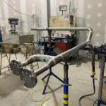 Conjunto de tuberías industriales con bridas fabricado y soldado en taller industrial de Soldaduras Dad en Zaragoza